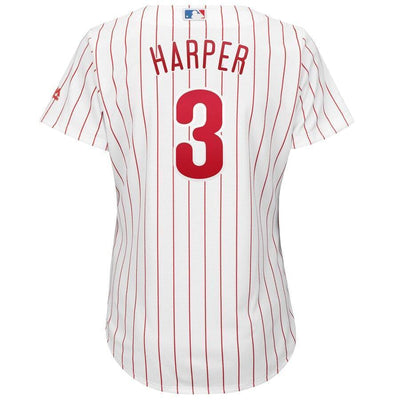 Bryce Harper 3 Philadelphia Phillies Women's White/Red Home Plus Size Official Cool Base Player Jersey