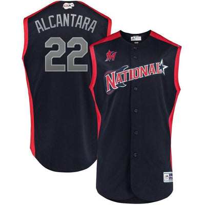 Sandy Alcantara National League Majestic 2019 MLB All-Star Game Workout Player Jersey - Navy/Red