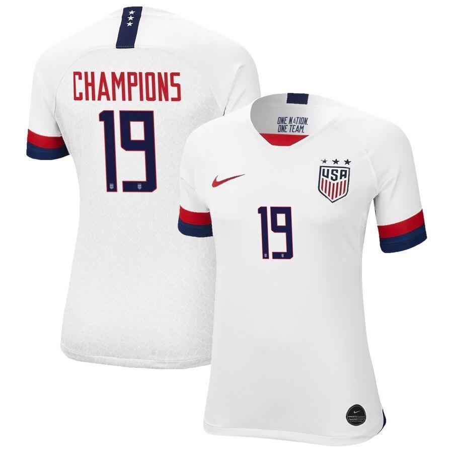 USWNT Women's White 2019 FIFA Women's World Cup Champions 19 Nameplate Authentic Jersey