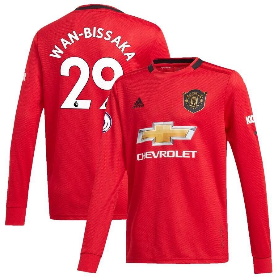 Aaron Wan-Bissaka Manchester United adidas Youth 2019/20 Home Replica Long Sleeve Player Jersey – Red