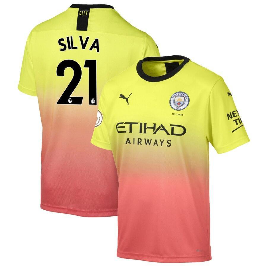 David Silva Manchester City Puma 2019/20 Third Replica Player Jersey – Yellow