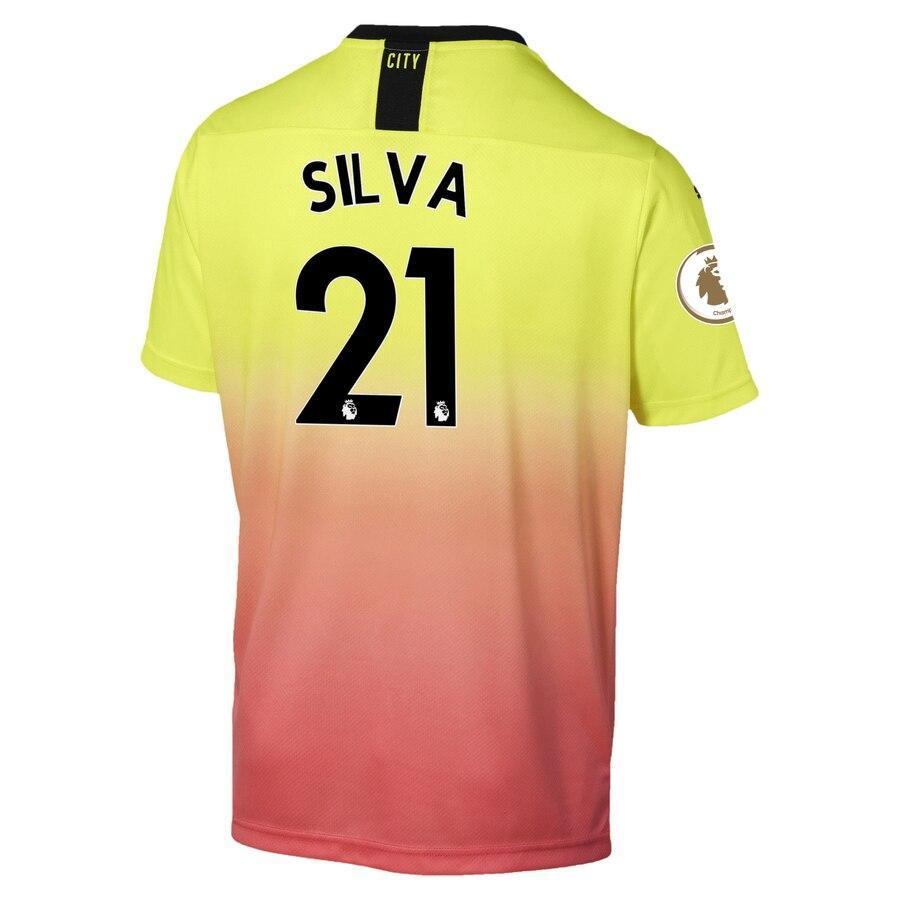 David Silva Manchester City Puma 2019/20 Third Replica Player Jersey – Yellow