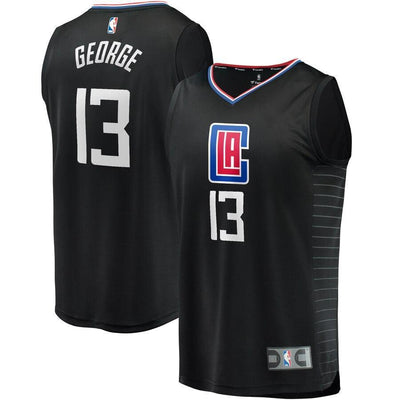 Paul George LA Clippers Fast Break Replica Jersey Black – Statement Edition