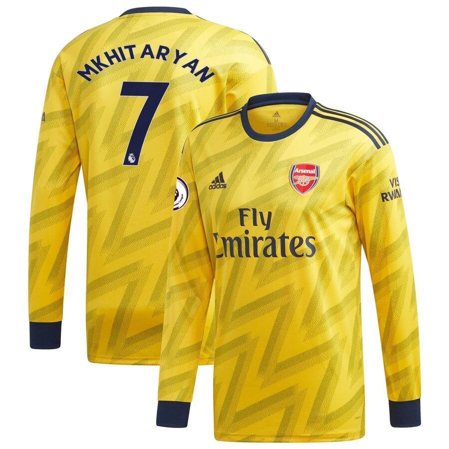 Henrikh Mkhitaryan Arsenal adidas 2019/20 Away Replica Player Long Sleeve Jersey – Yellow