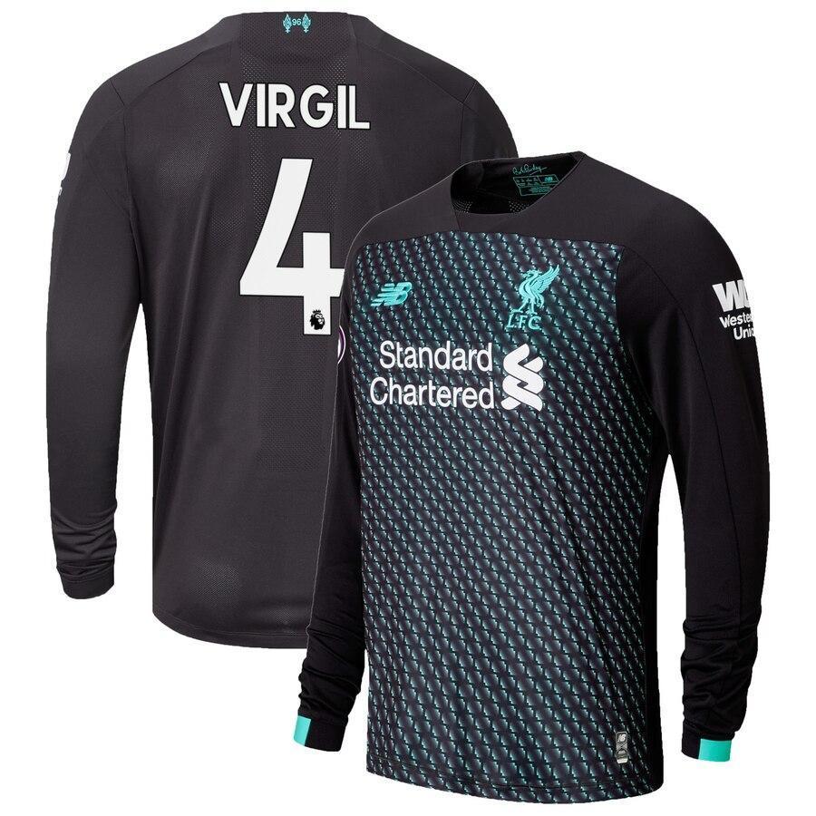Virgil Van Dijk Liverpool New Balance 2019/20 Third Replica Long Sleeve Player Jersey - Black