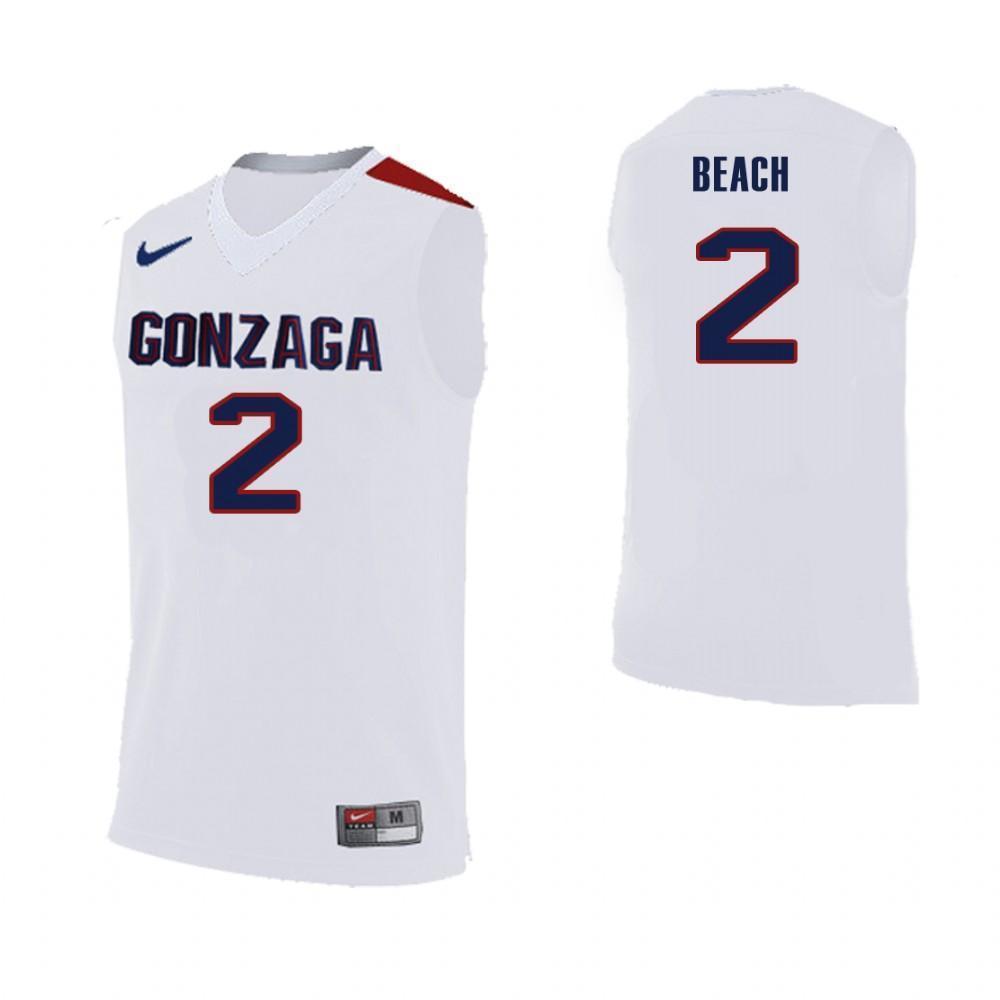 Jack Beach Gonzaga Bulldogs Basketball Jersey-White