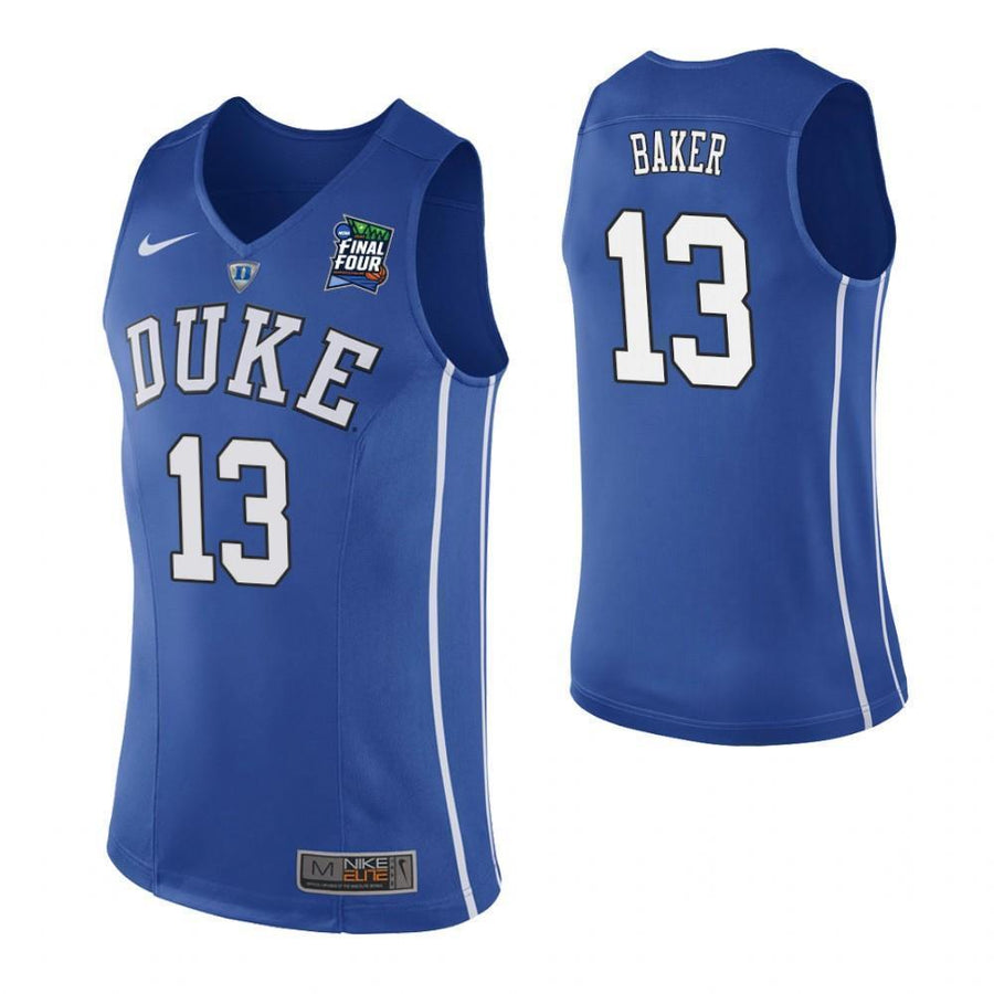 Joey Baker Duke Blue Devils 2019 Final Four Basketball Jersey - Blue
