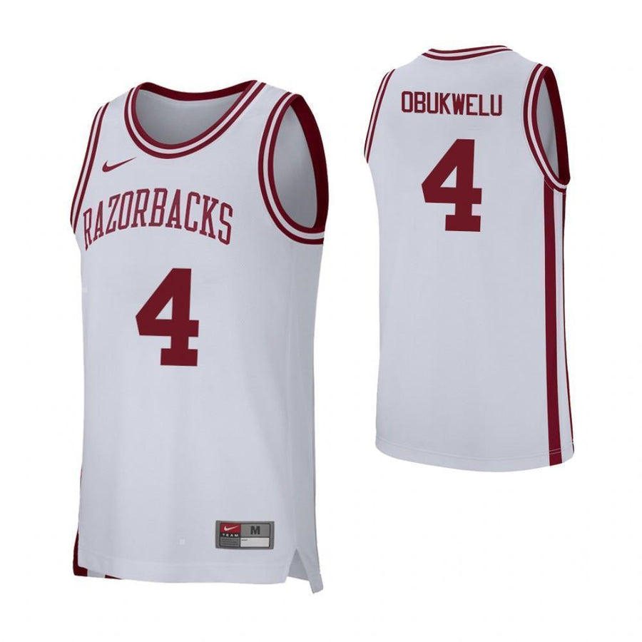 Emeka Obukwelu Arkansas Razorbacks Basketball Jersey - White
