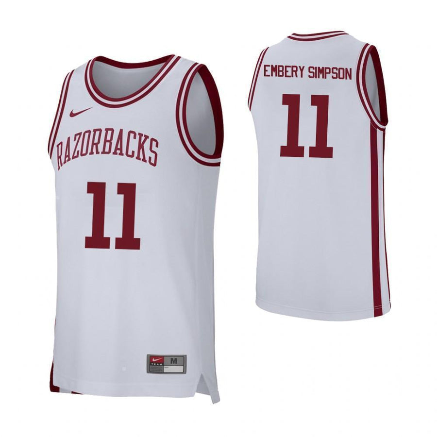 Keyshawn Embery-Simpson Arkansas Razorbacks Basketball Jersey - White