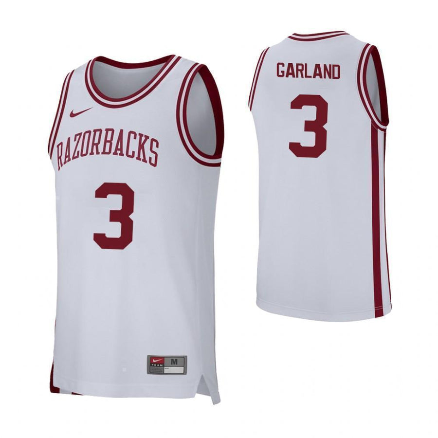 Khalil Garland Arkansas Razorbacks Basketball Jersey - White