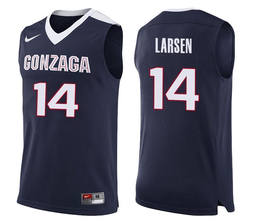 Jacob Larsen Gonzaga Bulldogs Basketball Jersey-Navy