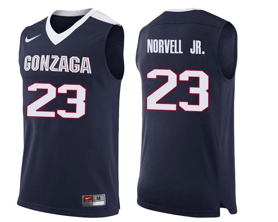 Zach Norvell Jr Gonzaga Bulldogs Basketball Jersey-Navy