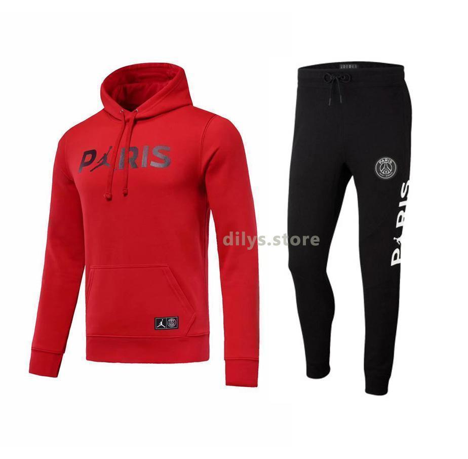 Paris Saint-Germain X Air Jordan Hoodie & Jogger Pants Set - Red