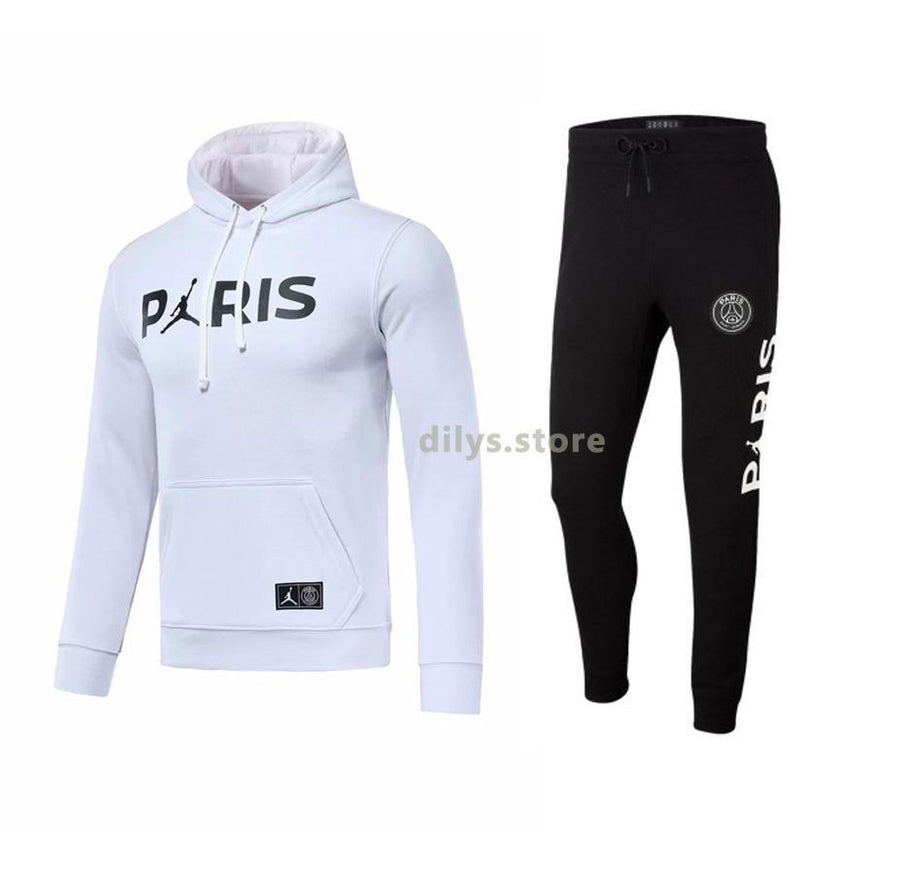 Paris Saint-Germain X Air Jordan Hoodie & Jogger Pants Set - White