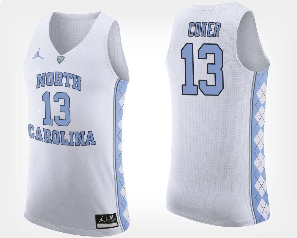 Kanler Coker North Carolina Basketball Jersey - White