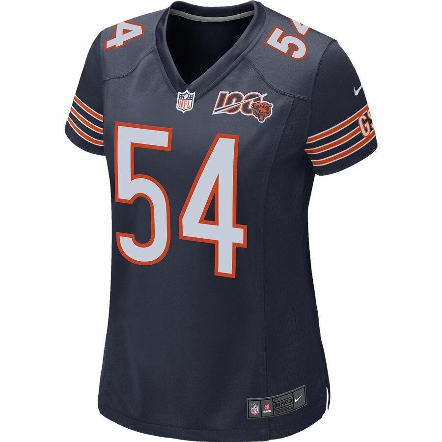 Women's Chicago Bears Brian Urlacher Navy 100th Season Retired Game Jersey