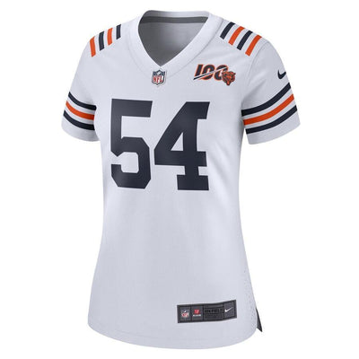 Women's Chicago Bears Brian Urlacher White 2019 100th Season Alternate Classic Retired Player Game Jersey