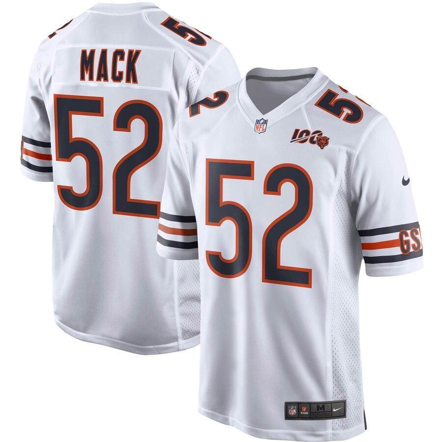Men's Chicago Bears Khalil Mack White 100th Season Game Jersey