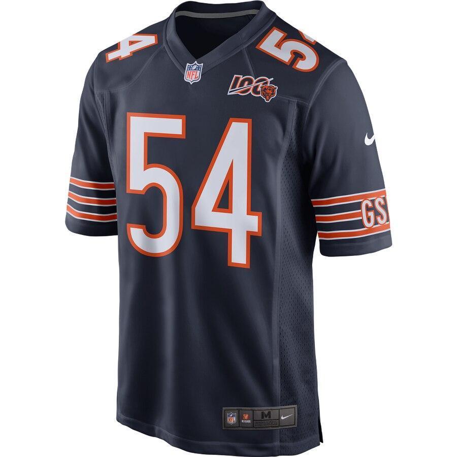 Men's Chicago Bears Brian Urlacher Navy 100th Season Retired Game Jersey