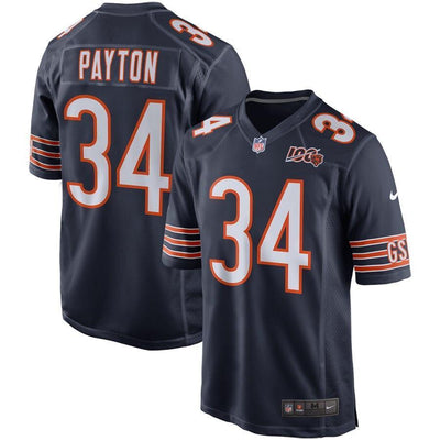 Men's Chicago Bears Walter Payton Navy 100th Season Retired Game Jersey