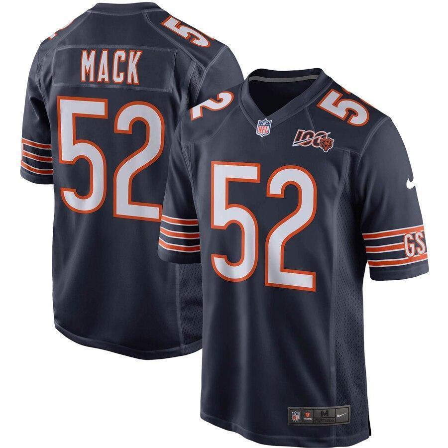 Men's Chicago Bears Khalil Mack Navy 100th Season Game Jersey