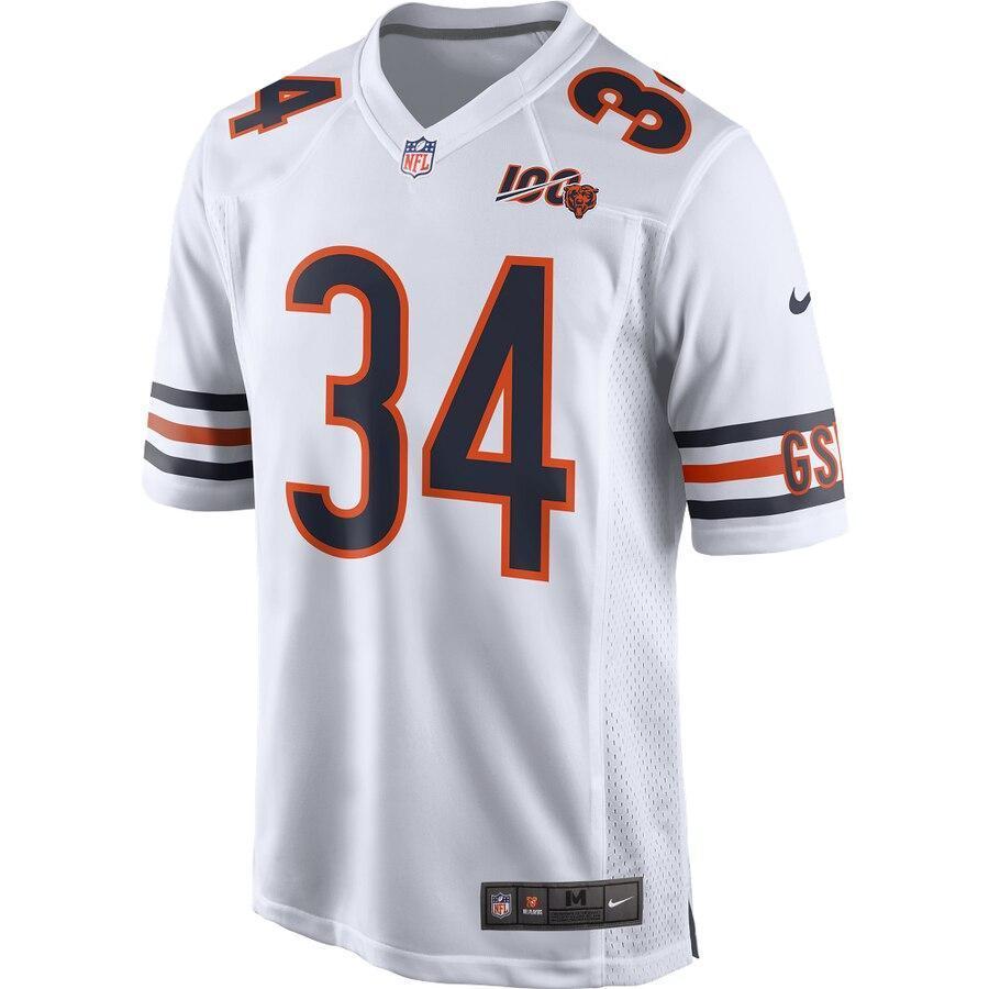 Men's Chicago Bears Walter Payton White 100th Season Retired Game Jersey