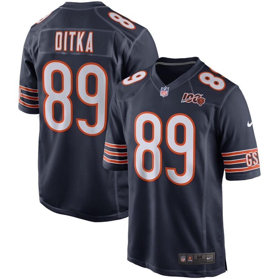 Men's Chicago Bears Mike Ditka Navy 100th Season Retired Game Jersey