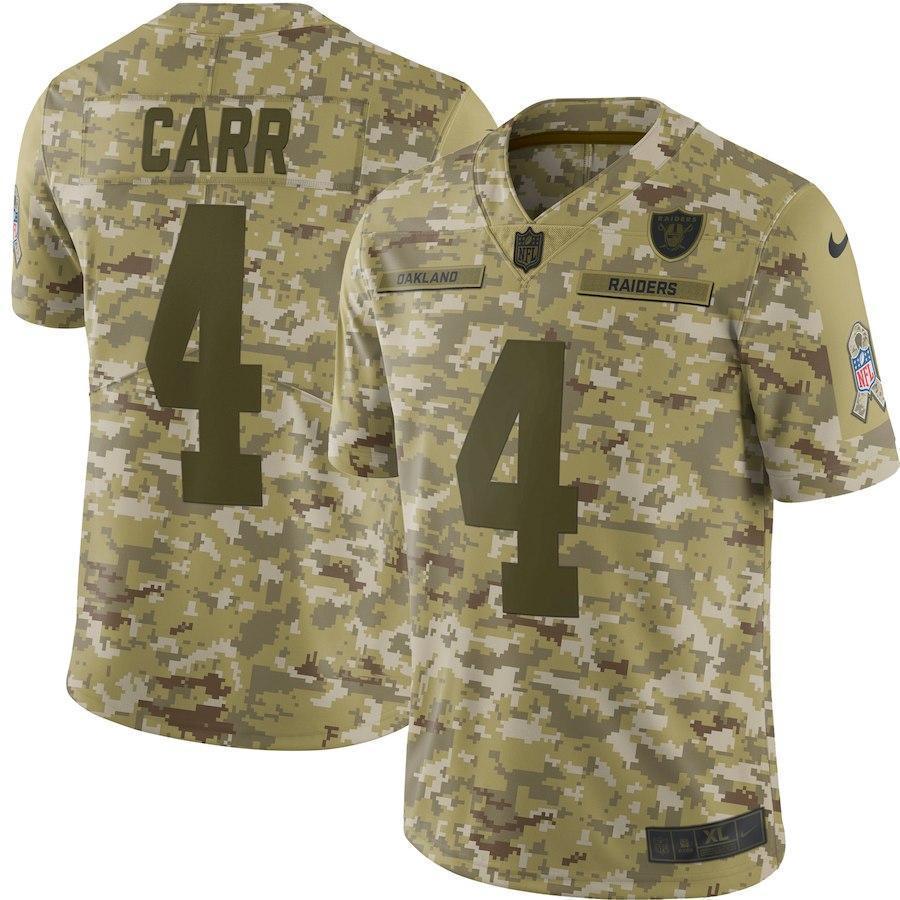 Derek Carr Oakland Raiders Game Jersey Camo
