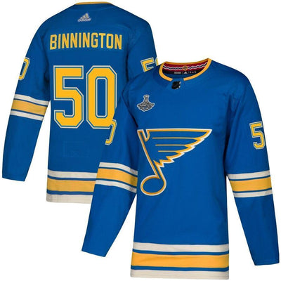 Jordan Binnington St. Louis Blues Blue 2019 Stanley Cup Champions Alternate Authentic Player Jersey