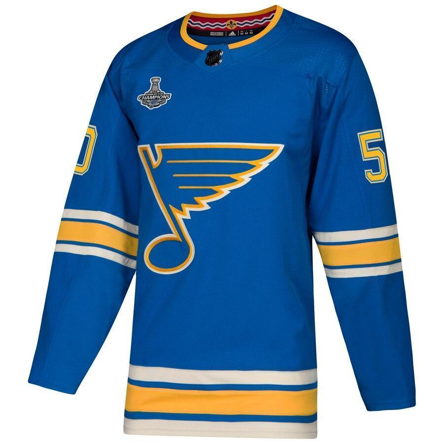 Jordan Binnington St. Louis Blues Blue 2019 Stanley Cup Champions Alternate Authentic Player Jersey